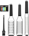 Cambom Lemon Zester Grater Three-piece Suit - Heavy Duty Kitchen Tool for Parmesan Cheese, Ginger, Garlic, Nutmeg, Chocolate, Vegetables，Fruits，Stainless Steel Grater Dishwasher Safe Black by Cambom