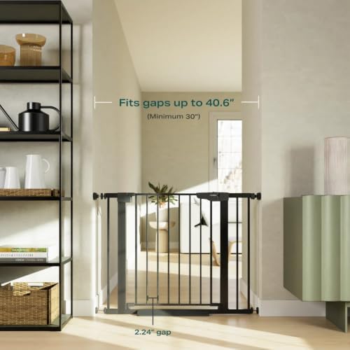 Cumbor 30-40.6 in Baby Gate for Stairs and Doorways, Dog Gate Indoor Black - Image 2