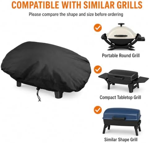 BBQ Grill Cover for Weber Q 2200N 2025-present, Custom Size Portable Barbecue Protector with Drawstring for Tabletop Round Grills, Outdoor Storage - Image 5