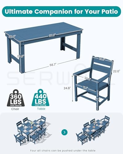 SERWALL HDPE Outdoor Dining Table and Chairs Set for 4 - Image 2