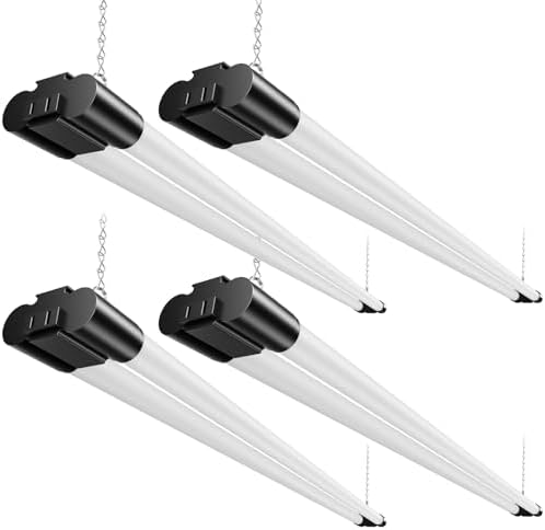 T5 LED Shop Light, 4FT 4500LM Garage Lighting, 45W (150W Equivalent), 6500K Linkable Integrated Light Fixture with ON/OFF Switch, Hanging or Ceiling Mount Bright White Light for Workshop (4 Pack) by YULINKCOLighting