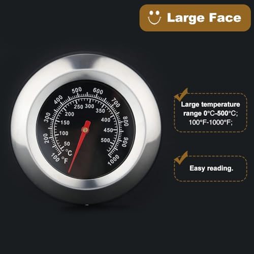 2PCS 3" Face 1000F Charcoal BBQ Thermometer,2PCS Barbecue Temperature Gauge - Image 5