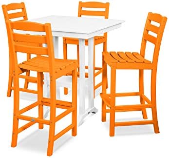 POLYWOOD® La Casa Café Bar Set, Tangerine/White by POLYWOOD
