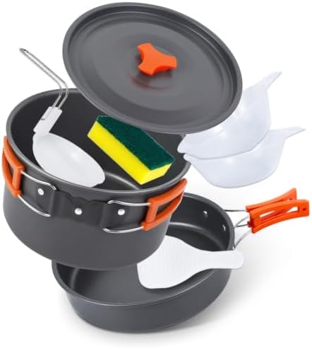 Lightweight Camping Cookware Set for 1-2 People, Hard-Anodized by DADinithron