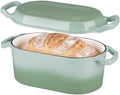 VORRINGARD Oval Dutch Oven Pot with Lid, Enamel Coating Cast Iron Bread Pans for Homemade Sourdough Bread Baking, Cooking, 4 Quart, Green by Unknown