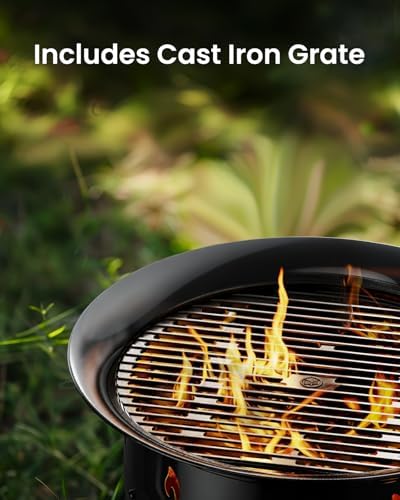 Ciays 21 Inch Propane Fire Pit with Grill Grate, Folding Legs, 58,000 BTU, Black, Metal, Round, Compatible with Propane - Image 3
