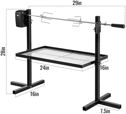 Rotisserie Grill Kit Tripod Rotisserie Stand, 29" Roaster Charcoal Spit With Portable DC 3V Motor Motor & Adjustable Height For Outdoor Camping Party - Image 2