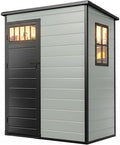 DWVO Outdoor Storage Shed 5x3FT with Fence-Style and Side Windows, Floor & Lockable Doors, Plastic Storage Shed, Storage Shed for Backyard and Garden by DWVO