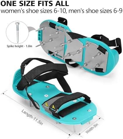 Lawn Aerator Shoes for Grass - Pre-Assembled Grass Aerator Shoes for Lawn - Soil Yard Aerator Tool for Aerating Patio Garden, Green, Medium Size - Image 4