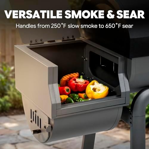 Feasto 30'' Charcoal Grill w/Offset Smoker, Digital Display & Meat Probes - Image 6