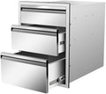 Outdoor Kitchen Drawers 18" W x 23" H x 23" D Flush Mount Triple BBQ Drawers Stainless Steel Drawer with Hidden Handle for Outdoor Kitchen Island Patio Grill Station by Unknown