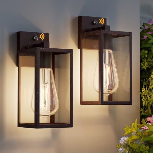 13'' Oil Rubbed Bronze Dusk to Dawn Outdoor Light Fixtures Wall Mount, Large Front Porch Lights, Sensor Exterior Wall Sconce, Waterproof Lantern Lamp,Outside Coach Light for House,Garage,Yard by Unknown