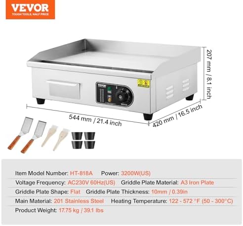 VEVOR Commercial Electric Griddle, 23", Countertop Flat Top Griddle - Image 7