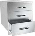 Outdoor Kitchen Drawers, BBQ Drawers for Outdoor Grill Station, 14''W x 21''H x 23''D Stainless Steel Built-in Cabinet with Handle, Weatherproof and Durable Storage for BBQ Accessories and Trash by MIGODA