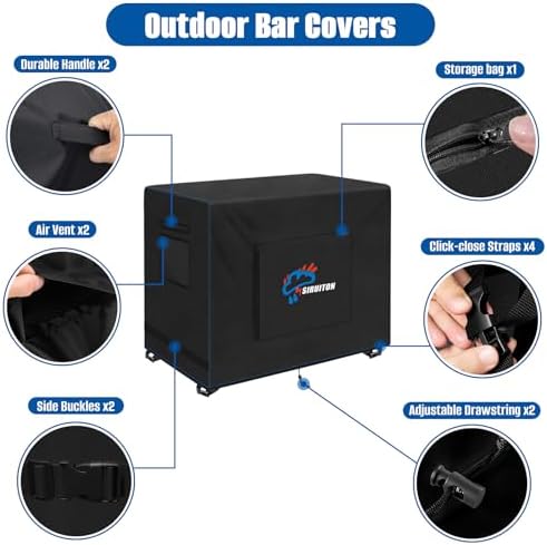 SIRUITON 600D Outdoor Bar Cart Cover for 48" Portable Outdoor Table - Image 3