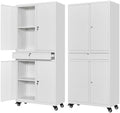 Letaya Metal Garage Storage Cabinet with Wheels,72“ Rolling Tool Cabinet with 4 Door Lock-Adjustable Shelves and Drawer for Garage Home Office Utility Room (White with Wheels) by LetayaMetalCabinets