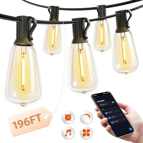 addlon 196(49FT*4) Outdoor String Lights with APP LED Edison Waterproof by addlon