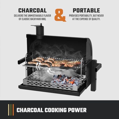 Oklahoma Joe's Rambler Portable Tabletop Charcoal Grill, 218 Sq. In. Cooking Space, Heavy-Duty Steel Construction, Cast Iron Grates, Built-In Temperature Gauge - Image 4