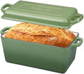 EDGING CASTING Enameled Cast Iron Dutch Oven, Oblong Bread Oven for Sourdough Bread Baking, Baking Pan, Dual Handles, Oven Safe, 4 Quart, Pistachio Green by EDGINGCOOKWARE