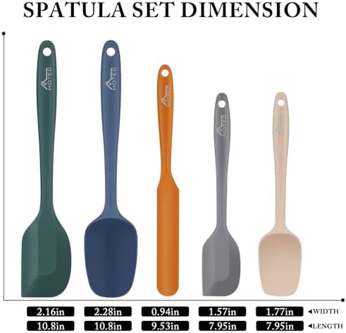 HOTEC 600℉ Heat Resistant Silicone Rubber Spatula Set, Neutral, Set of 5 - Image 2