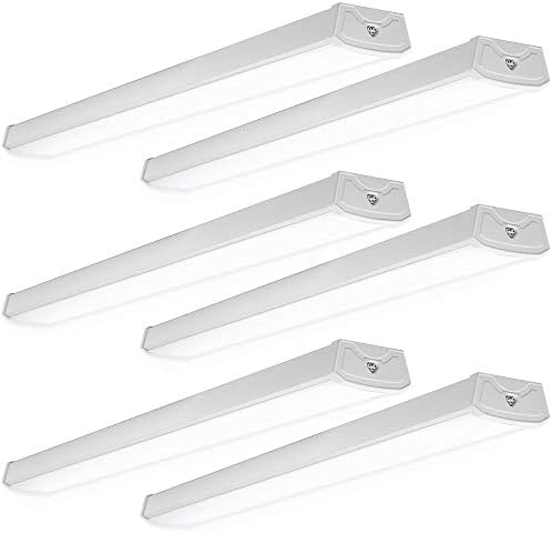 Sunco 6 Pack LED Shop Lights 4ft, Wraparound Fixtures, 40W=300W, Linkable by SuncoLighting