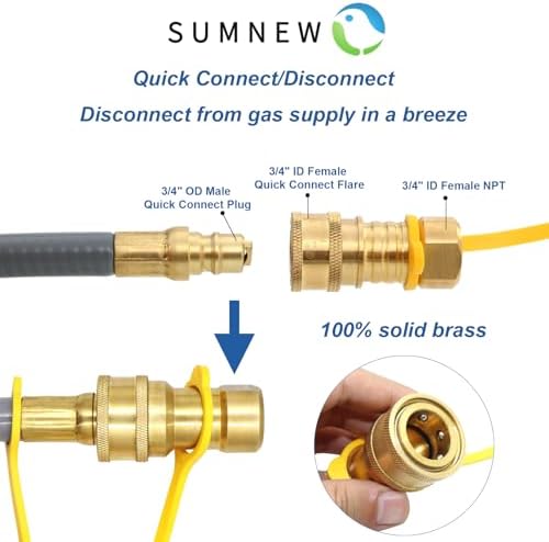 48 Feet 1/2-Inch ID Natural Gas Hose with Quick Connect Fitting for weber, charbroi, Grill, Pizza Oven, Patio Heater and More NG Appliance, Propane to Natural Gas Conversion Kit - CSA Certified - Image 3