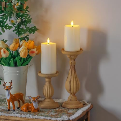 Yeelida Outdoor 6pcs Flameless Waterproof Candles with Handy Remote Control, Cycle Timer Battery Operated Candle Grease Effect LED Flickering Pillar Plastic Long Lasting (Ivory, 3" x4" 5" 5" 6" 6" 7") - Image 6