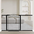 Fairy Baby 59.9"-62.5" Extra Wide Baby Gate with Door, 60 61 62 Inches Walk THR Baby Gates for Stairs Pressure Mounted no Drill, Indoor Tension Metal Child Pet Dog Safety Gate for Kids, Black by FairyBaby