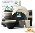 Homienly Kitchen Wheat Straw Dinnerware Set 40 PCS - Dinner Plates, Cereal Bowls, Wheat Straw Cups Set, Microwave and Dishwasher Safe Dishes Set, Unbreakable Dish Set for Party, Outdoor(Grey Stone) by HOMIENLY