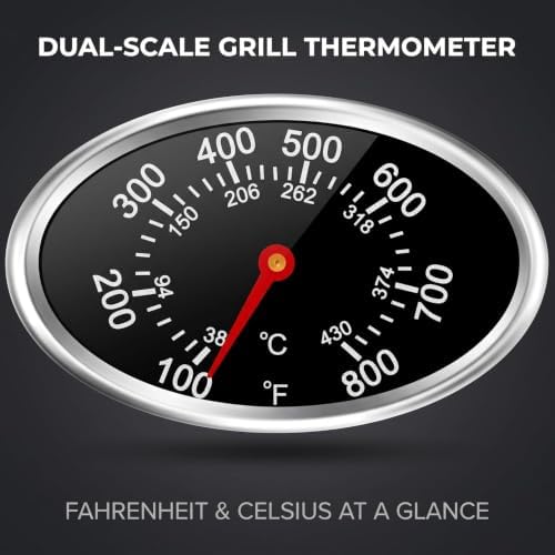 Oval Lid Thermometer Temperature Gauge Replacement for Nexgrill, Grill Master 720-0697, Charmglow 720-0234, Aussie, Stainless Steel Heat Indicator, Outdoor Cooking Tools, Grill Thermometers - Image 4