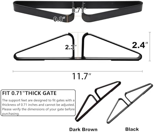 PUPETPO Freestanding Pet Gate Metal Support Feet, Triangle Support Feet Set of 2 for Extra Wide Foldable Pet Gate, Easy to Install, A Pair of Safety Fence Feet for Wooden Dog Gate, Black - Image 5