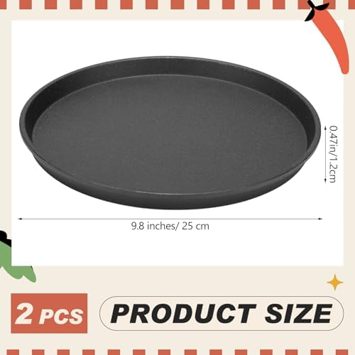 Maxdot 2 Pcs 9.8 Inch Cast Iron Grill Pan Round Pizza Pan Skillet for BBQ - Image 2