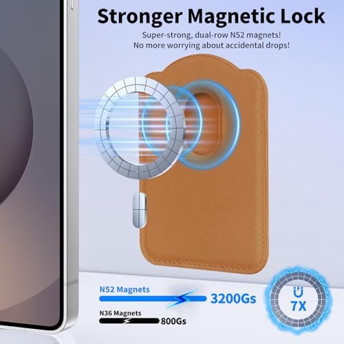 Magnetic Wallet for Samsung Galaxy S26 S25 S24 Series, Fold 8 Ultra with Magsafe Case, for iPhone 18-12 Series, RFID Blocking Leather Magnetic Card Holder | Holds 3 Cards | Brown - Image 2