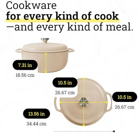 Lodge Essential Enamel Cast Iron Dutch Oven, 6 Quart, Sandalwood - Image 5