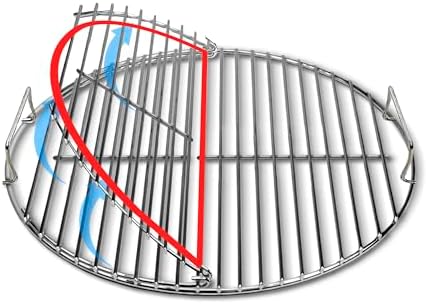 SnS Grills EasySpin Charcoal Grill Cooking Grate, 304 Stainless Steel, Large Hinged Opening, Perfect for 2-Zone Cooking, Replacement Grate Compatible with Weber & Other Grills - 18” Inches - Image 3