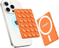 amBand Magnetic Sticky Phone Suction Grip for MagSafe, Removable for Wireless Charging, Durable Magnet Silicone Portable Mount Stand for iPhone 18 17 16 15 14 13, Hands-Free Video/Selfie, Orange by amBand