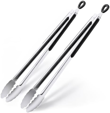 Grill Tongs, 17 Inch Extra Long Stainless Steel BBQ Tongs (17", 2PCS) by DAILYKISN