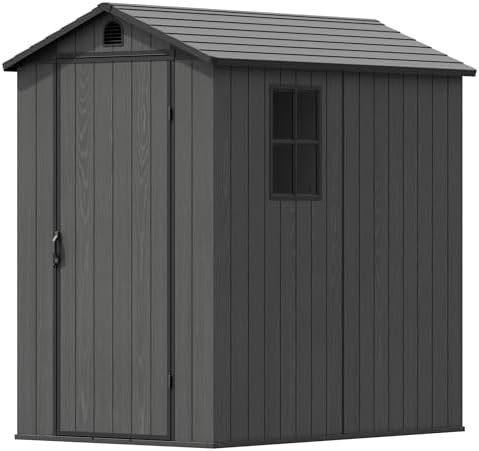 Devoko 4×6 FT Resin Storage Sheds with Floor, Dark Gray - Image 6