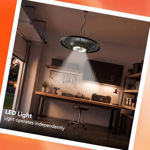 Hanging Heater,Electric Patio Heater with Light,Wifi Control, 1500W Infrared 2 Heat Levels, 24H Timers, Ceiling Mounted, 1s Heating Carbon Fiber Tube Heater for Backyard, Garage - Image 6