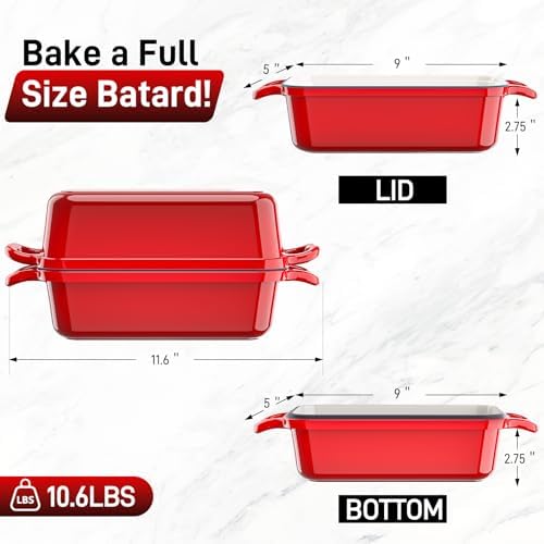 Enameled Cast Iron Dutch Oven for Sourdough Bread Baking-Red - Image 6