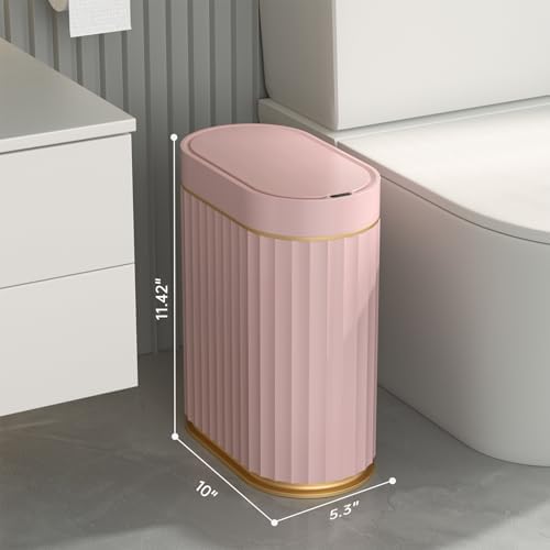 ELPHECO Sensor Trash Can with Lid, 2 Gallon, Bathroom Trash Bin, Pink Gold - Image 2
