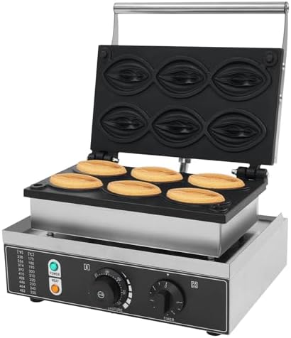 Commercial Waffle Maker, 1550W Electric Abalone Shape Waffle Machine, Stainless Steel Waffle Iron Baker with Non-Stick Coating, 122-572℉ Temperature Adjustable, for Restaurant, Snack Bar by Milzeone
