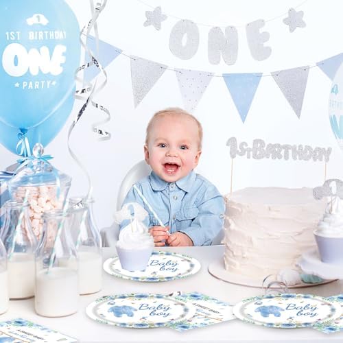 40pcs Blue Baby Boy Shower Decorations Boys Gender Reveal Plates and Napkins for Baby Shower BBQ Decorations Boy Baby Shower,Suitable for 20 Guests - Image 5