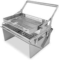 Portable 360° Rotating Charcoal Grill with Flipping Basket - 304 Stainless Steel Barbecue Grill for Camping, Tailgating and Outdoor Cooking, Easy Disassemble, Includes Carry Bag, Charcoal & Wood Fuel by HDWYSY
