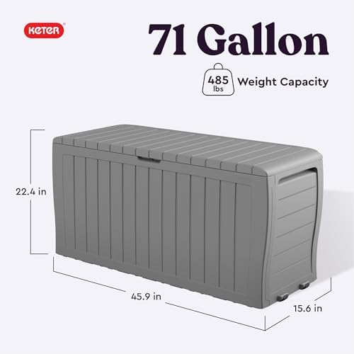 Keter Marvel 71 Gal Outdoor Storage Box for Patio and Pool Accessories - Image 2