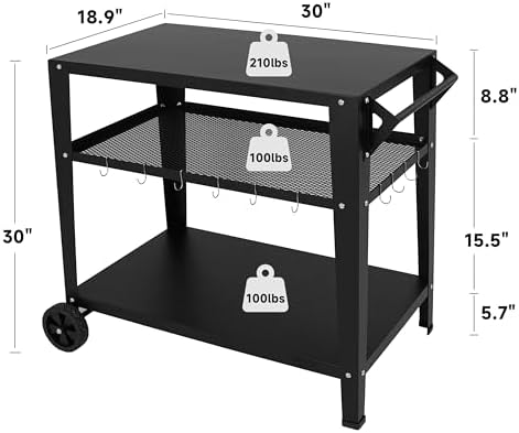 LEETOLLA Outdoor Grill Cart with Wheels, BBQ Prep Table - Image 3