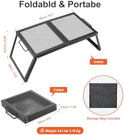 Odoland Folding Campfire Grill Camping Grill for Outdoor Cooking Bonfire - Image 2