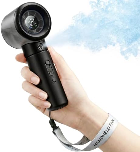 Handheld Turbo Misting Fan with LED Display & Safety Lock by Cyromark