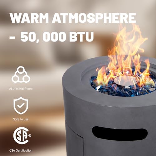 17 inch Small Propane Fire Pit, 50,000 BTU Outside Gas Fire Column - Image 4
