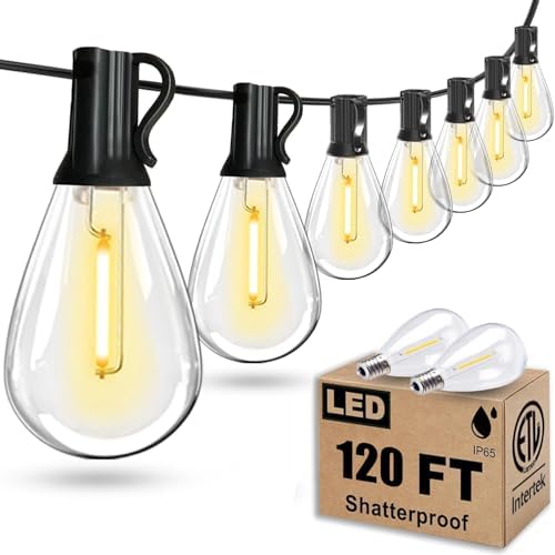 Tenmiro 120FT Outdoor String Lights,35 Waterproof Shatterproof Edison Bulbs by Tenmiro